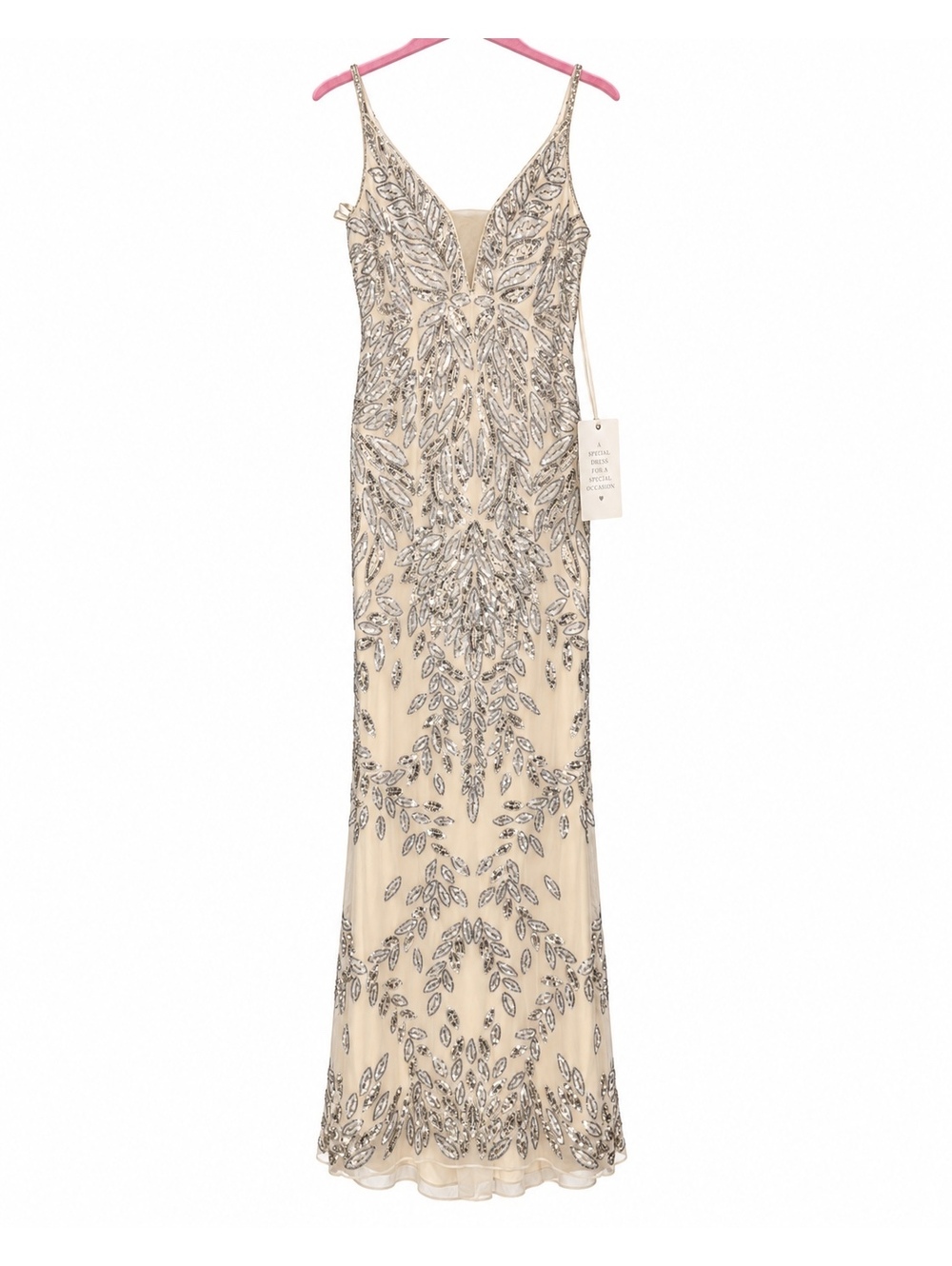 NWT Mac Duggal Embellished V-Neck Maxi Long Dress Size 6